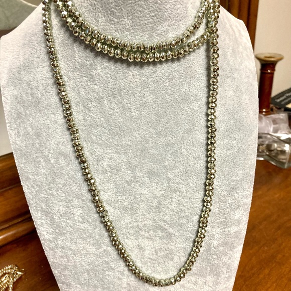 Hammered Gold Beaded Multi length Fashion Necklace NYC Boutique NWOT - Picture 8 of 11